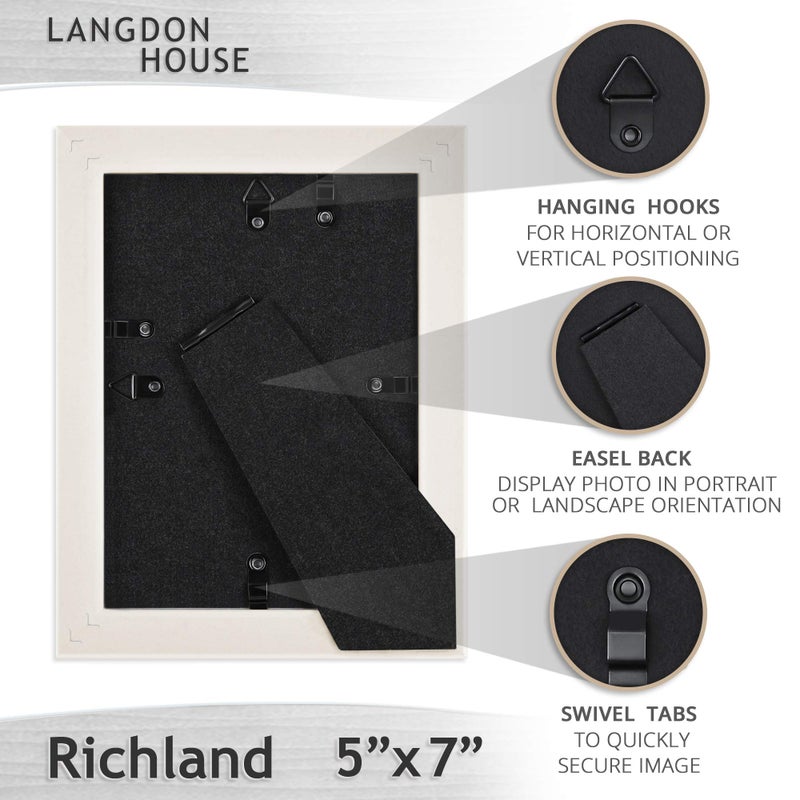 Langdon House 5x7 Picture Frames (Ash Gray, 6 Pack) Woodgrain Style, Richland Collection - Image 3